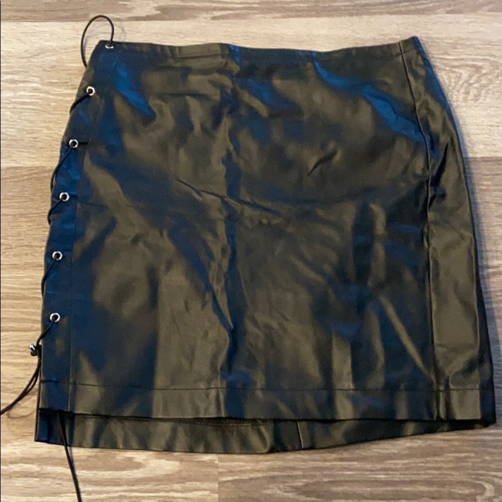 Tobi Black Leather Skirt